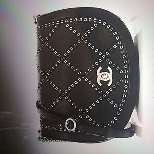 Chanel Calfskin Coco Eyelets Small Flap Black Bag Crossbody Shoulder Bag